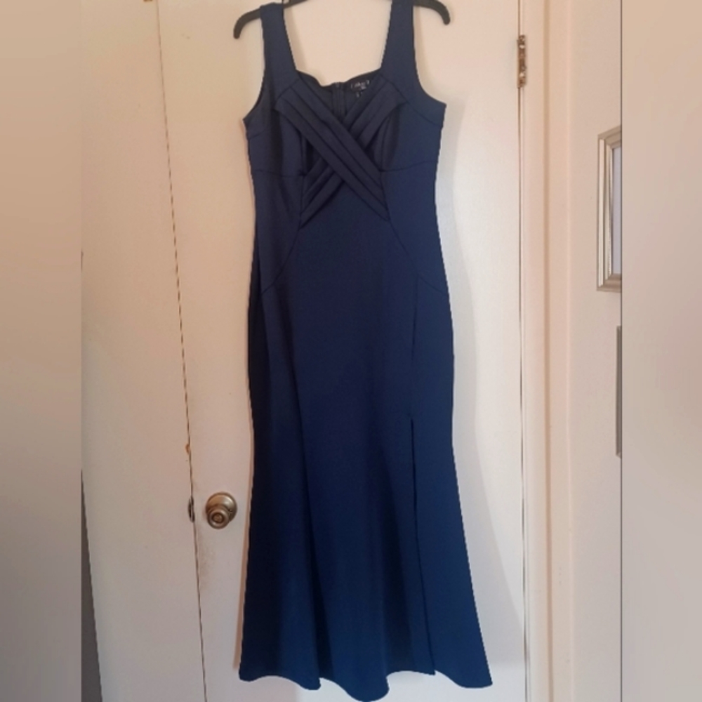 ❤️Like New! Navy Blue Mermaid Dress with Slit on Left Side, Wedding, Party,